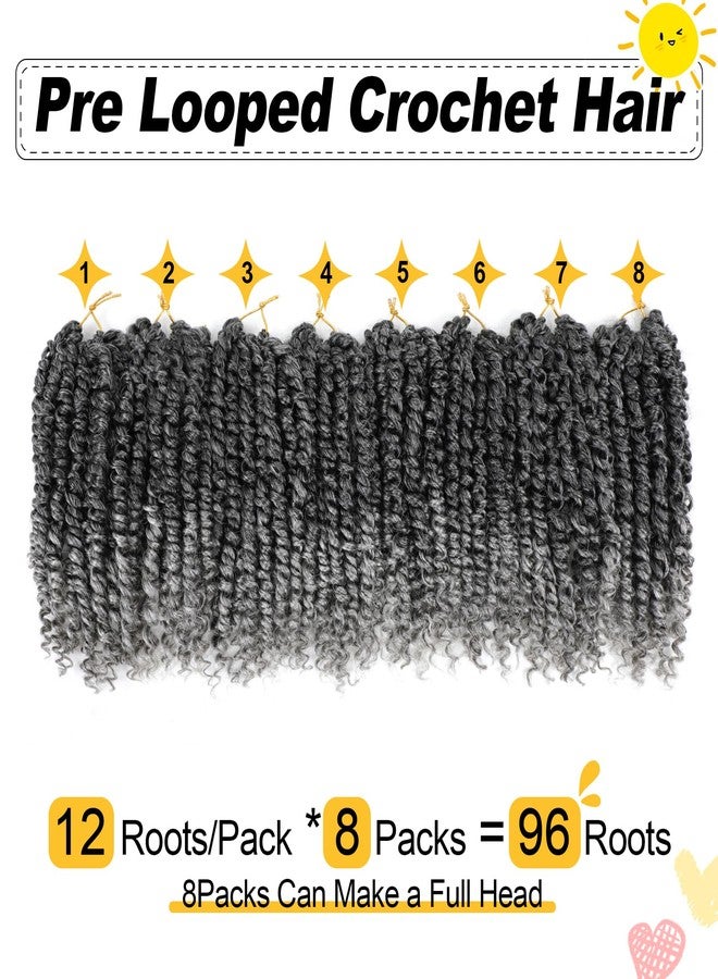 كاريدا شعر باشن تويست 6 بوصة، 8 عبوات، شعر كروشيه مجدول مسبقًا للنساء ذوات البشرة السمراء، شعر باشن تويست قصير مجعد (6 بوصة، عبوة من 8 قطع، رمادي#) - Image 3